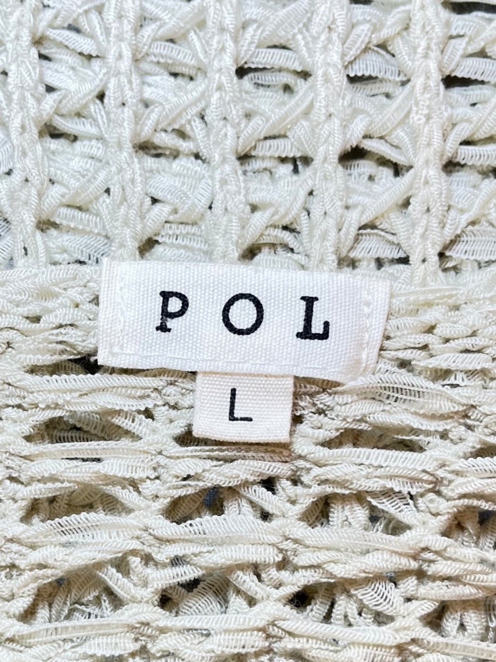 POL Crochet Mesh Oversized Boho Top Beige Size L - Picture 5 of 8